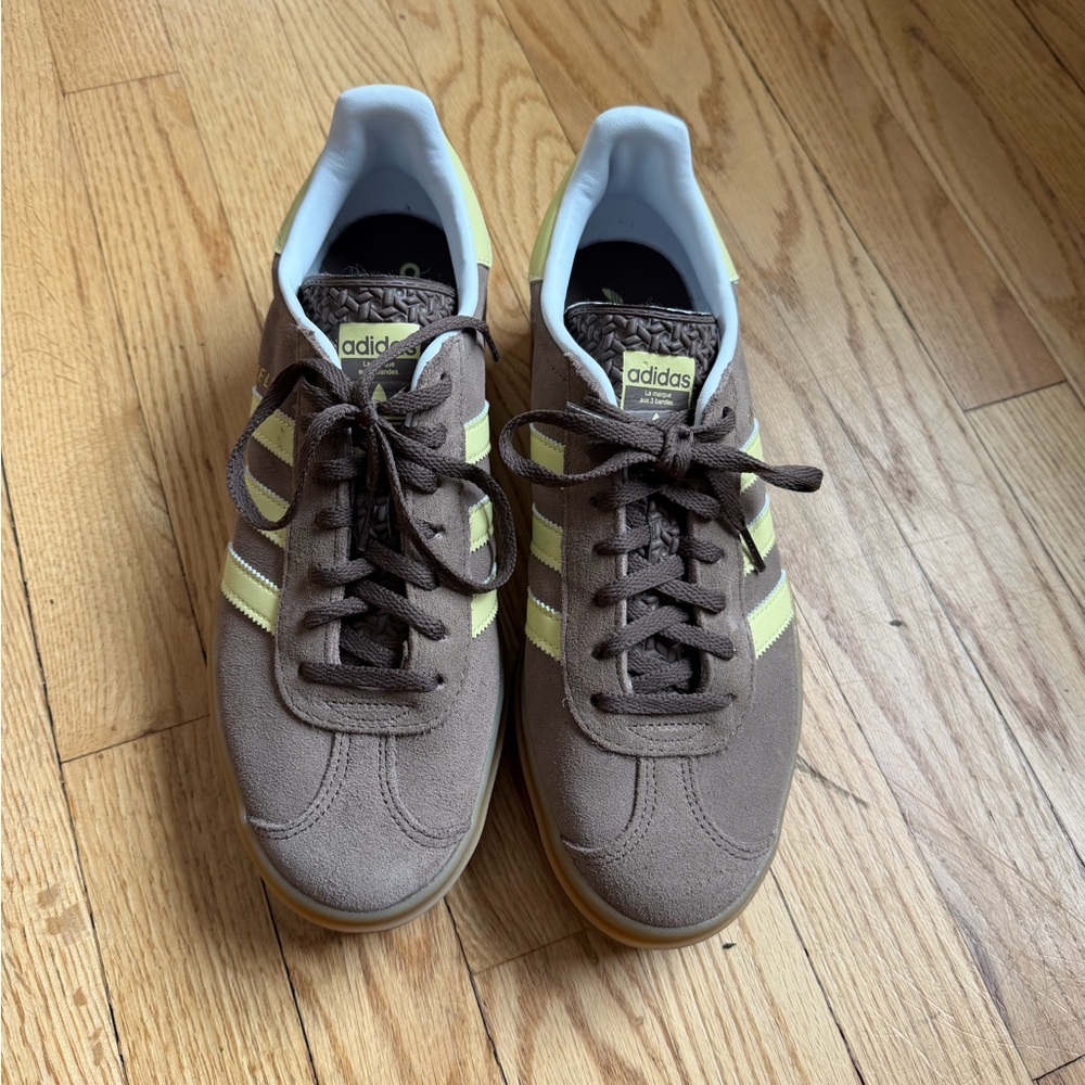 Adidas Women’s Gazelle Bold Platform Brown and Yellow Sneakers